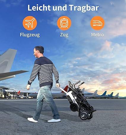 VOCIC V55 Leichter faltbarer Elektro-Rollstuhl, 20 km Reichweite, Airline zugelassen - Vocic